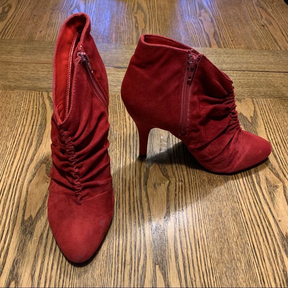 Spring Red Suede Booties Sz 38
